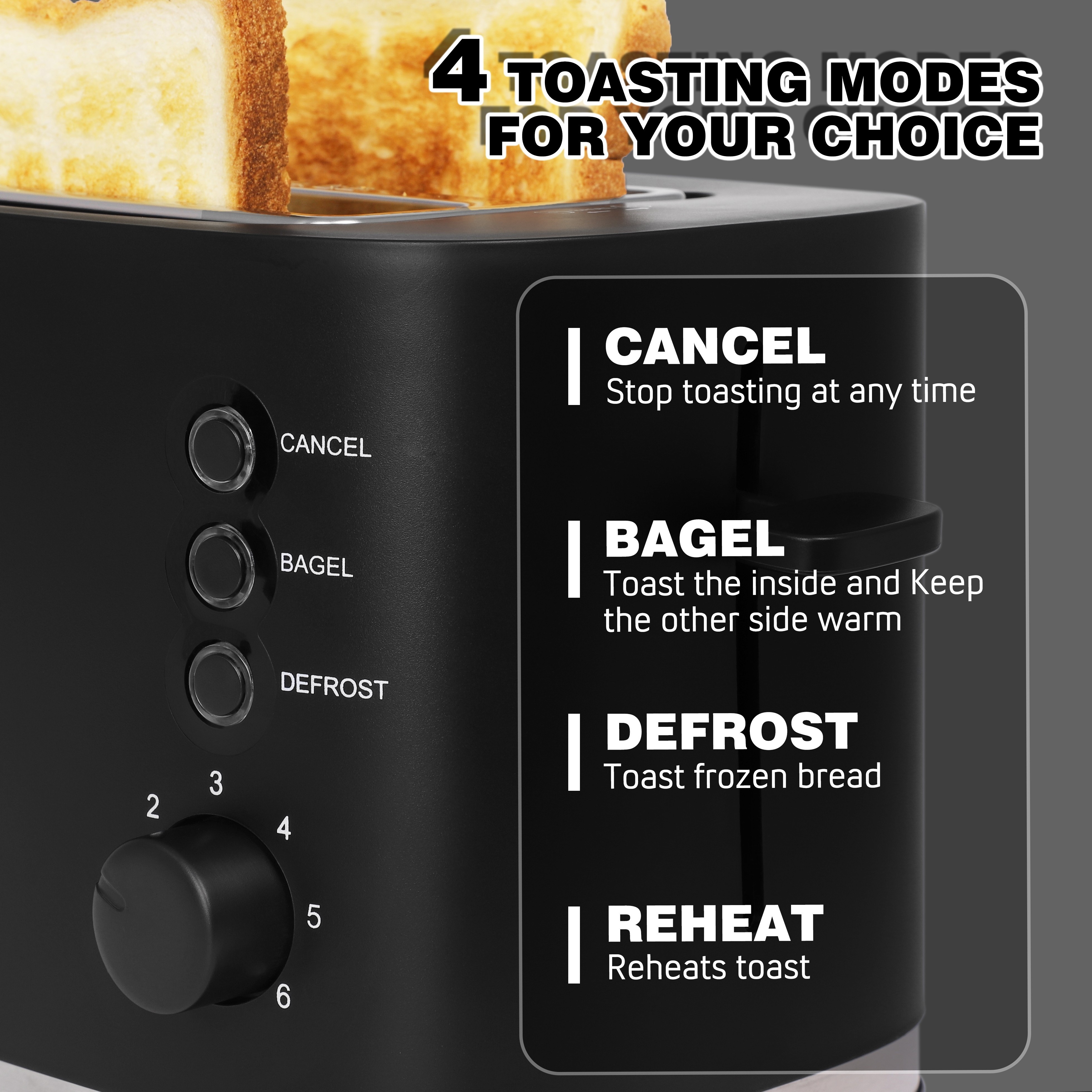 Vimukun Toaster 2 Slice, Extra Wide Slot, Stainless Steel, 7 Browning Shade  Settings, Bagel/Cancel/Gluten-Free/Reheat Function, Variable Browning