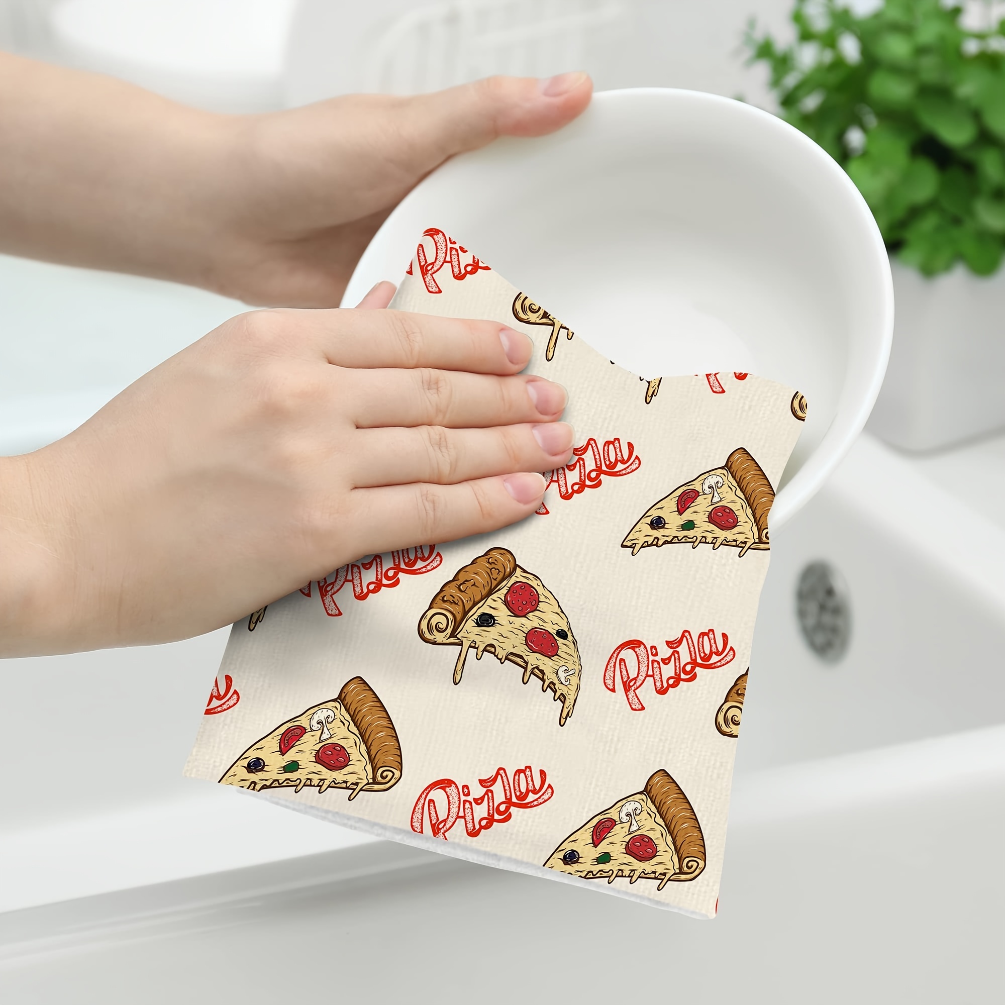 Hand Towels Cute Pizza Food Dishcloth Modern Kitchen Towels - Temu