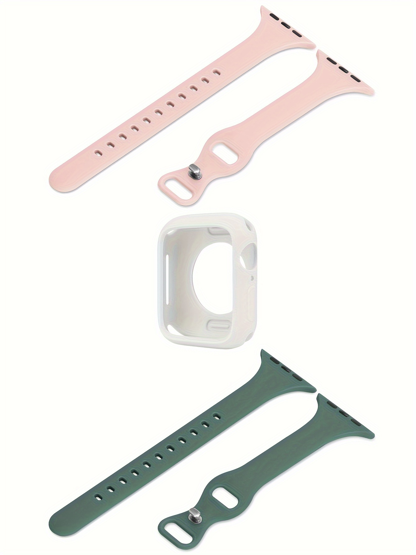 2pcs Women Men Cute Soft Silicone Sports Watch Strap Adjustable Waterproof Wristbands & 1pc Silicone Protective Case, For Apple Watch Band 38/40/41/42/44/45/46/49mm, For Apple Watch Series Ultra/SE/11/10/9/8/7/6/5/4/3/2/1, Intelligent Watch Accessories