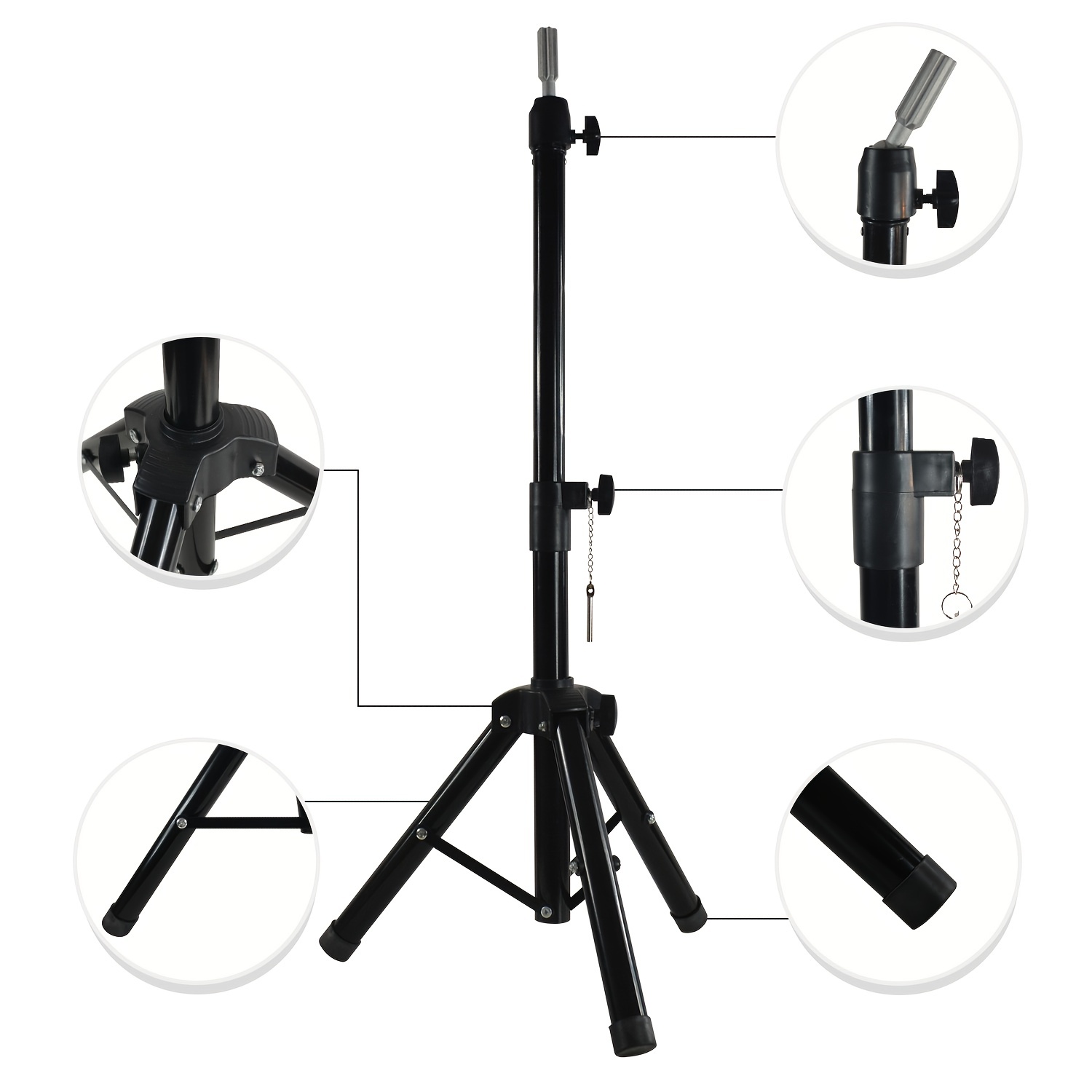 44 Inch Wig Stand Tripod Mannequin Head Stand Heavy Duty Wig Stand