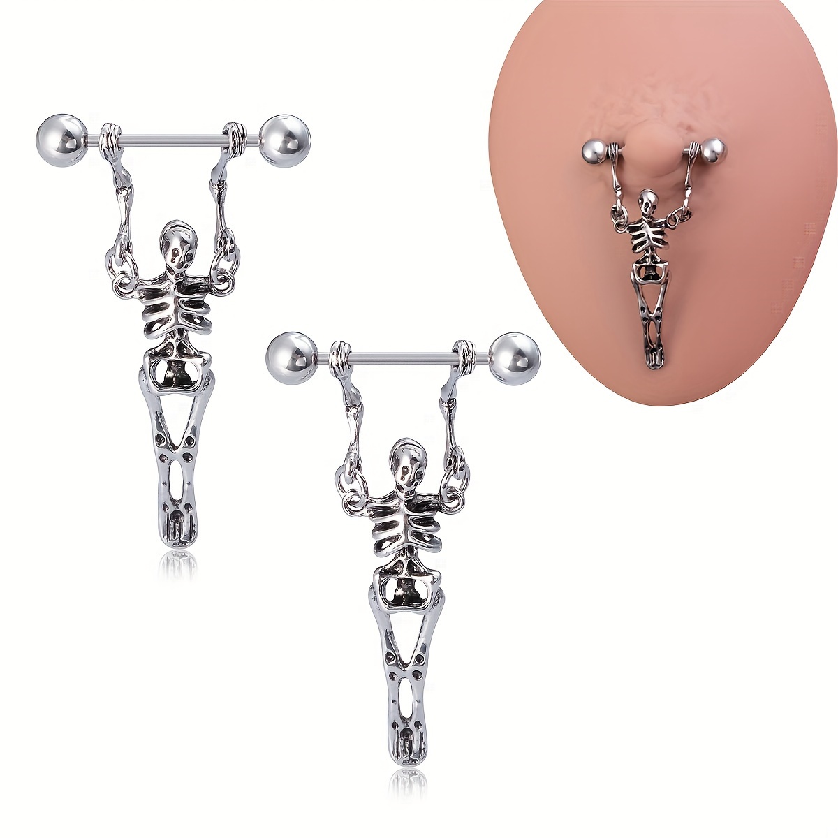 Skull nipple deals piercing jewelry