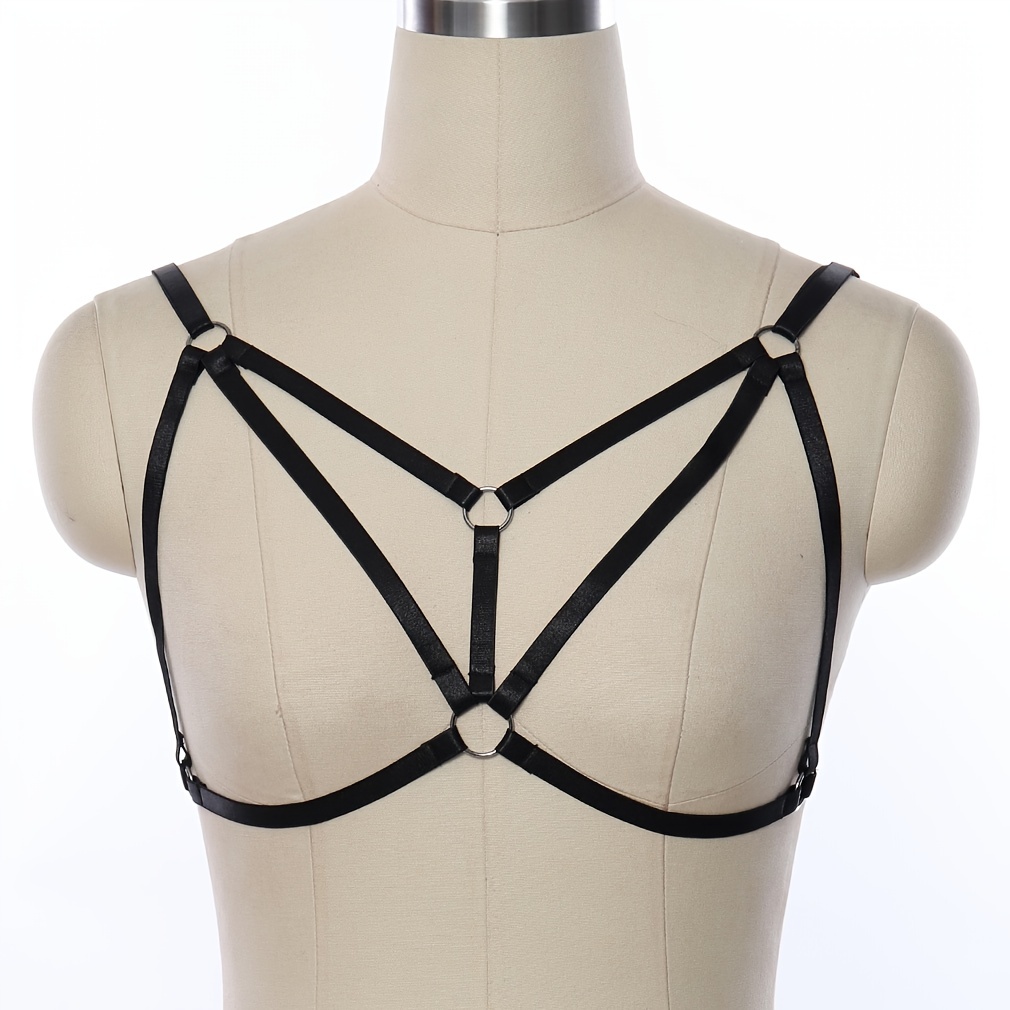 Fashionable Elastic Harness Body Chain Black Bra Strap Underwear