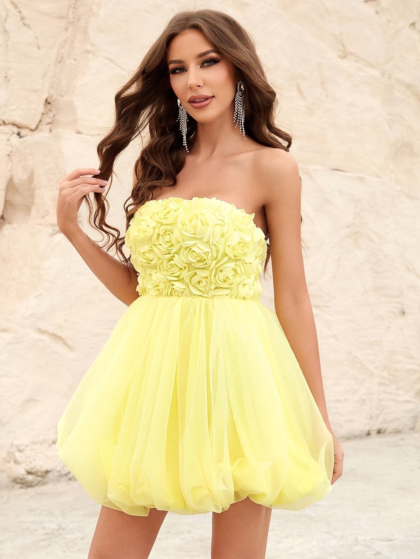 yellow solid tube dress