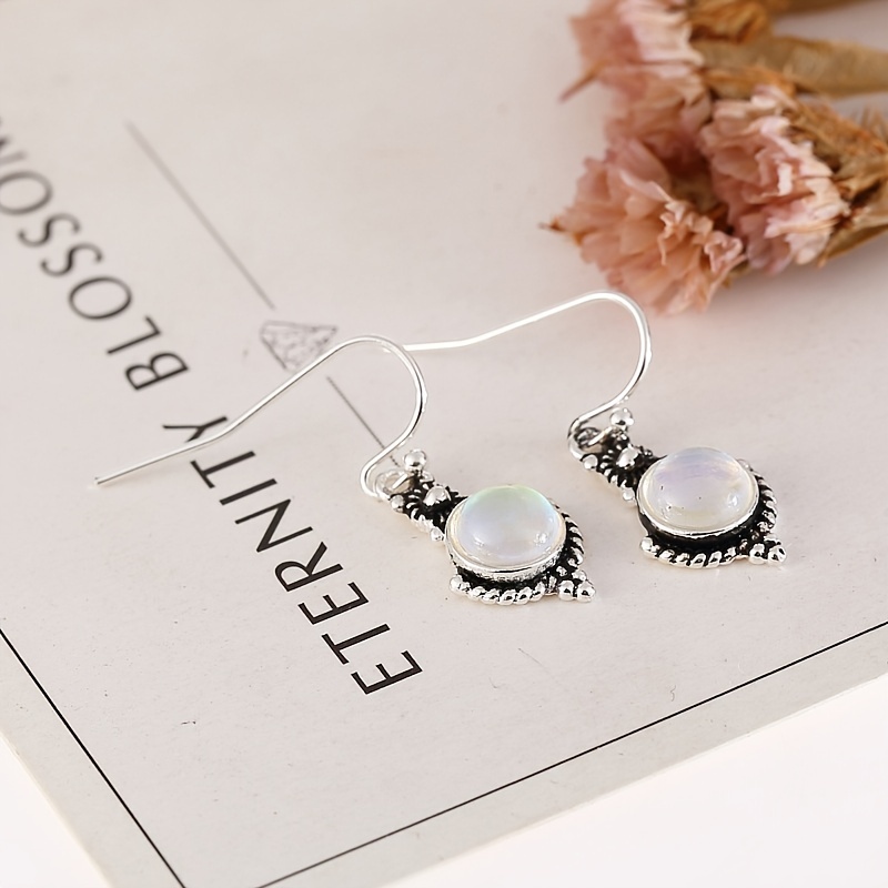 Vintage Moonstone Long Drop Dangle Earrings