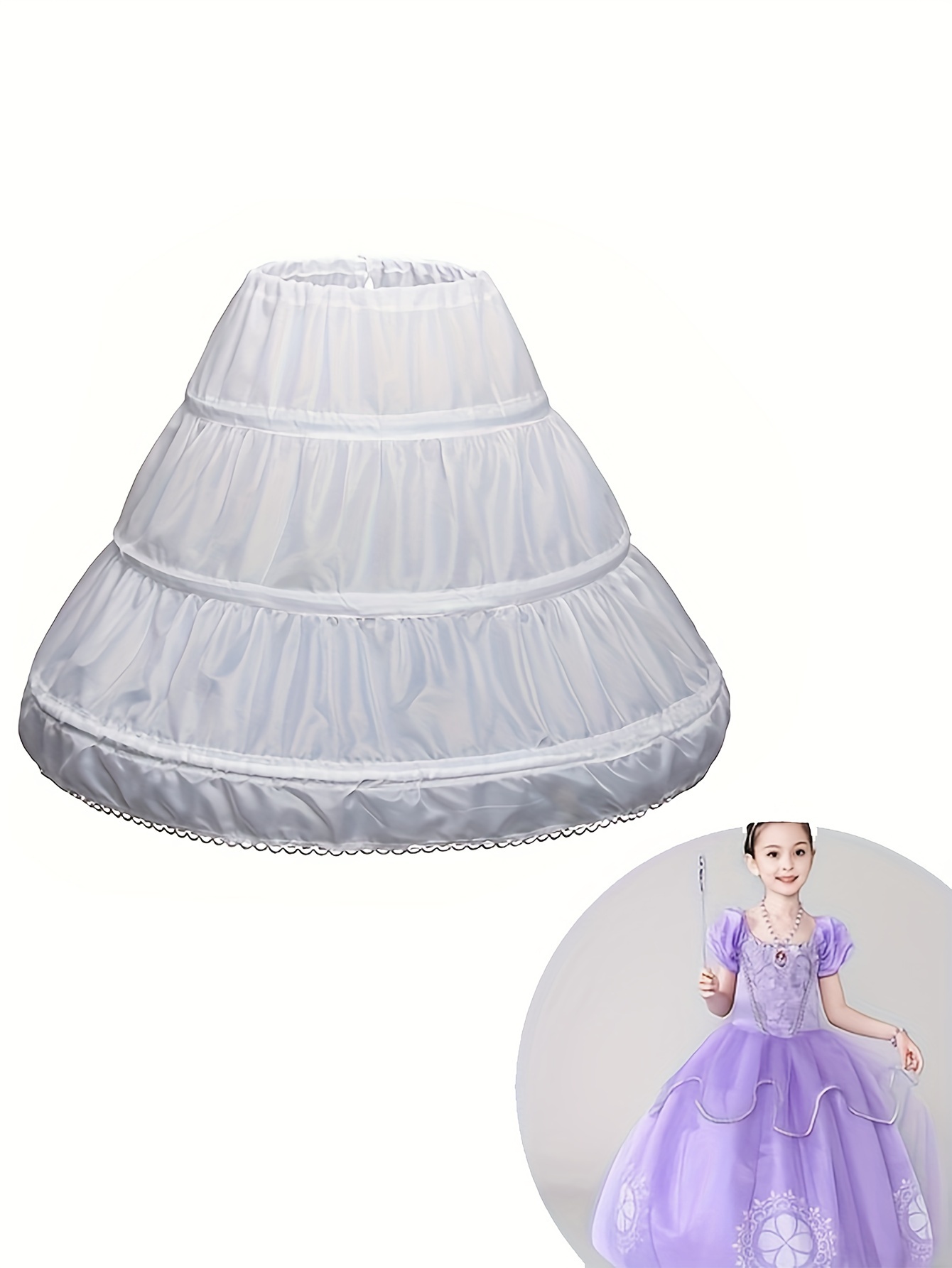 Kid's Hoop Skirt for Dress Up Party Girl's 4 Hoop Short Crinoline Cage  Petticoat 