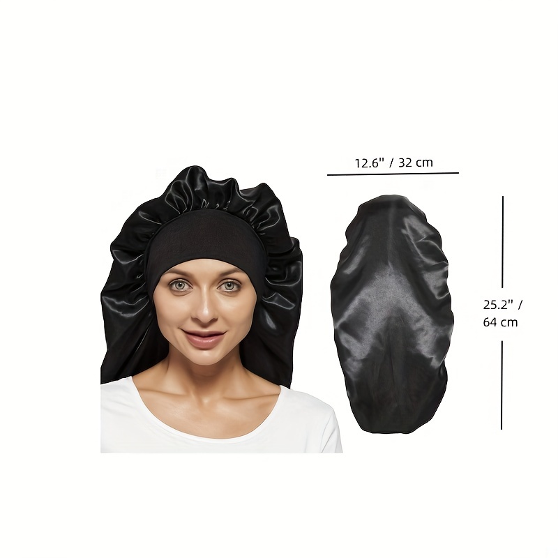 Touca de cabelo de cetim extra longa para mulheres, gorro para