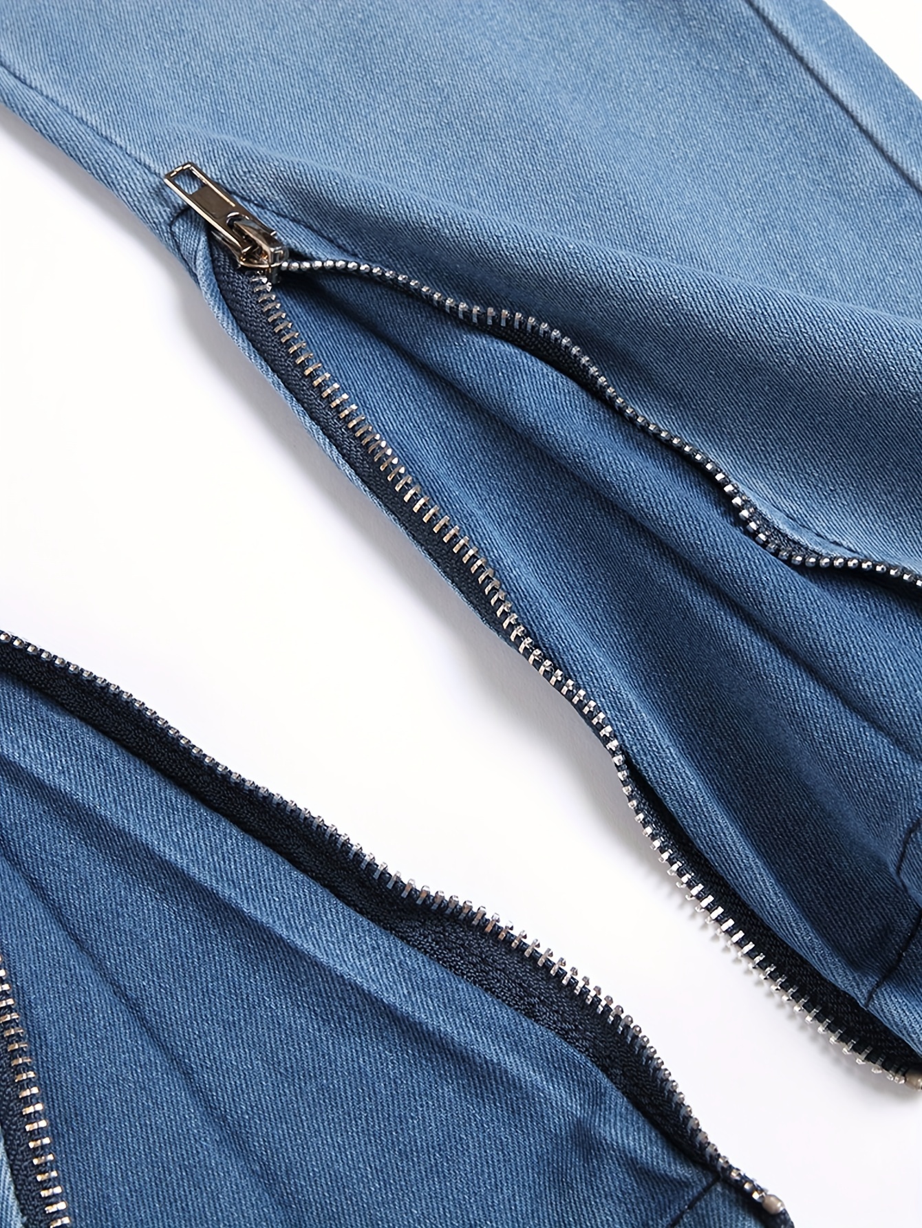 Light blue Men's Fashion Casual Solid Denim Straight Pants Zipper