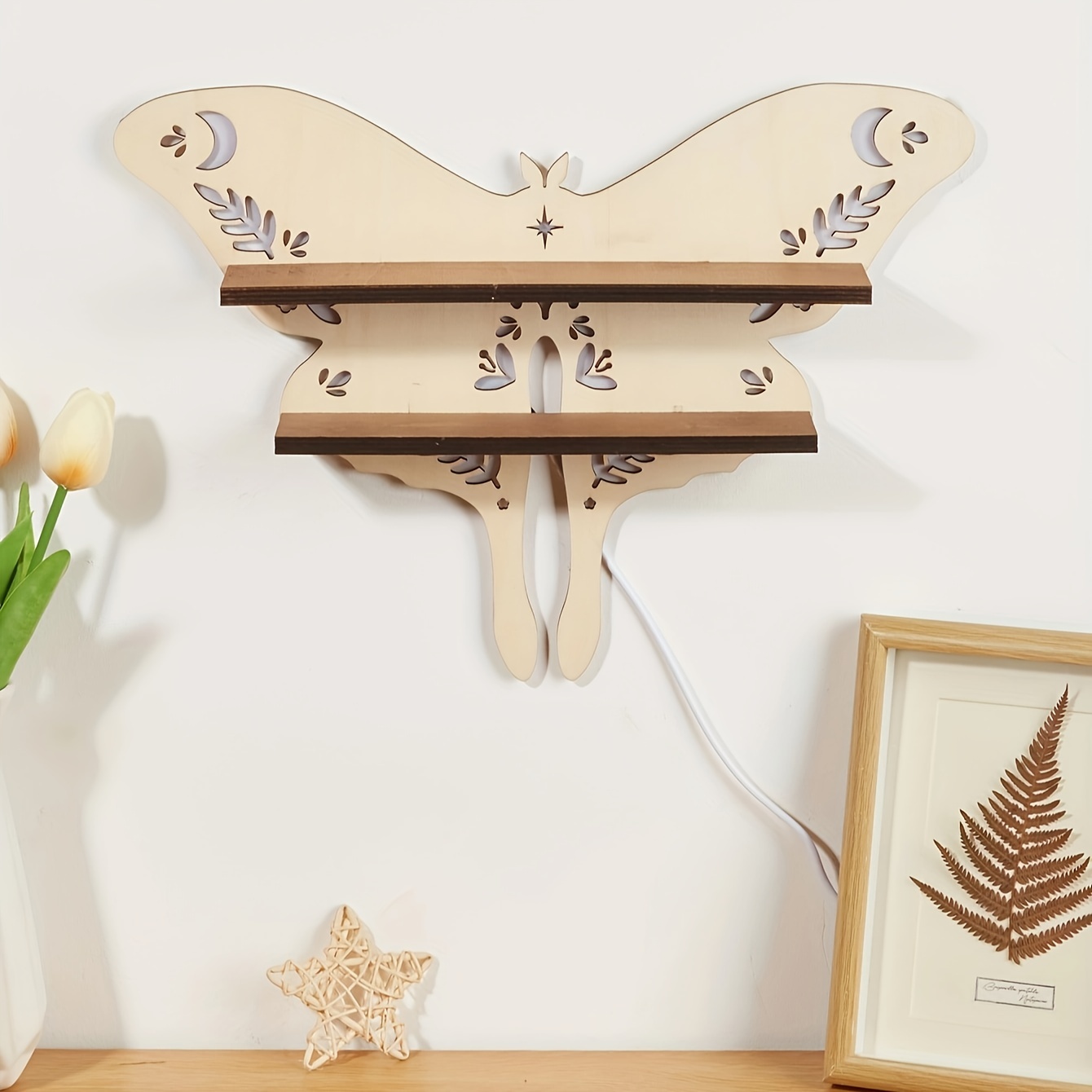 Vintage Crystal Shelf Wood Butterfly Light Crystal Shelf - Temu