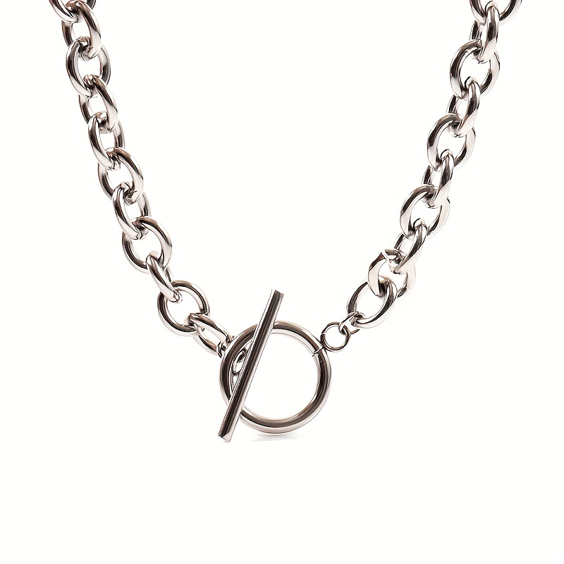 Thick Chain Necklace OT Buckle Lock Bone Chain