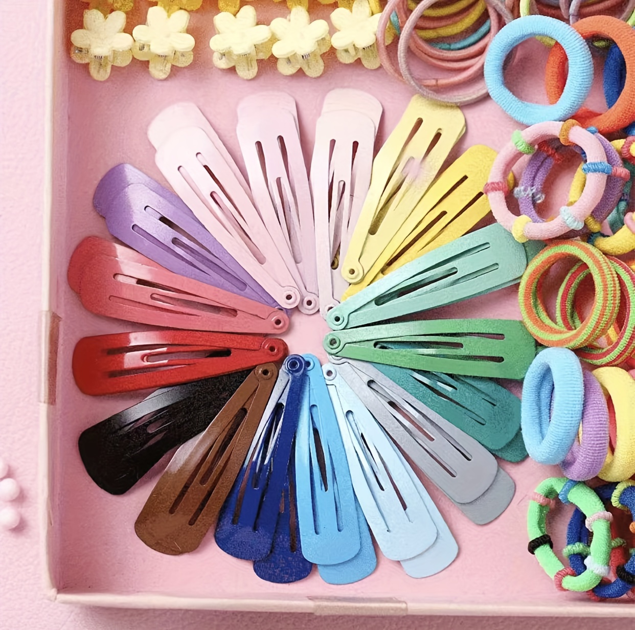 780pcs girls hair accessories elastic hair ties flower shaped hair clip ponytail holders decorative hair accessories gilrs birthday gift details 2