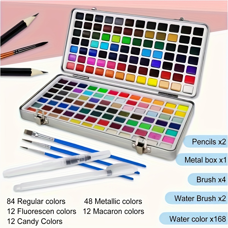 Solid Watercolor Paint Set Metal Boxed Watercolor Paint - Temu