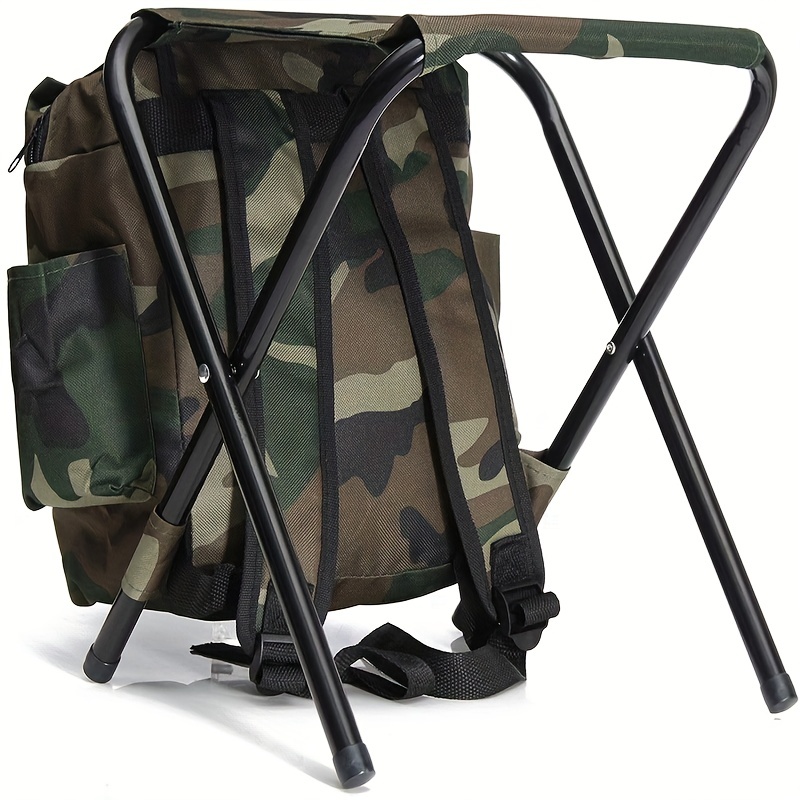 Portable Comfortable And Waterproof The Perfect Camo Fishing Backpack With  Chair - Sports & Outdoors - Temu