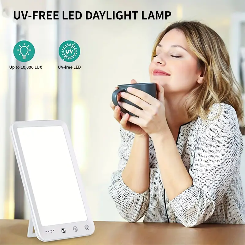 1 Lampe De Luminothérapie, Lumière De Thérapie Ultra-mince Sans UV 10000 Lux,  Contrôle Tactile Avec