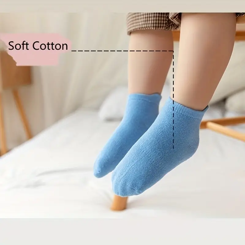 Temu 6pairs Baby Toddlers Cotton Non-Slip Dot Glue Ankle Socks for Spring Summer Autumn Kids Infant Kids Solid Color Striped Color, Christmas Gifts