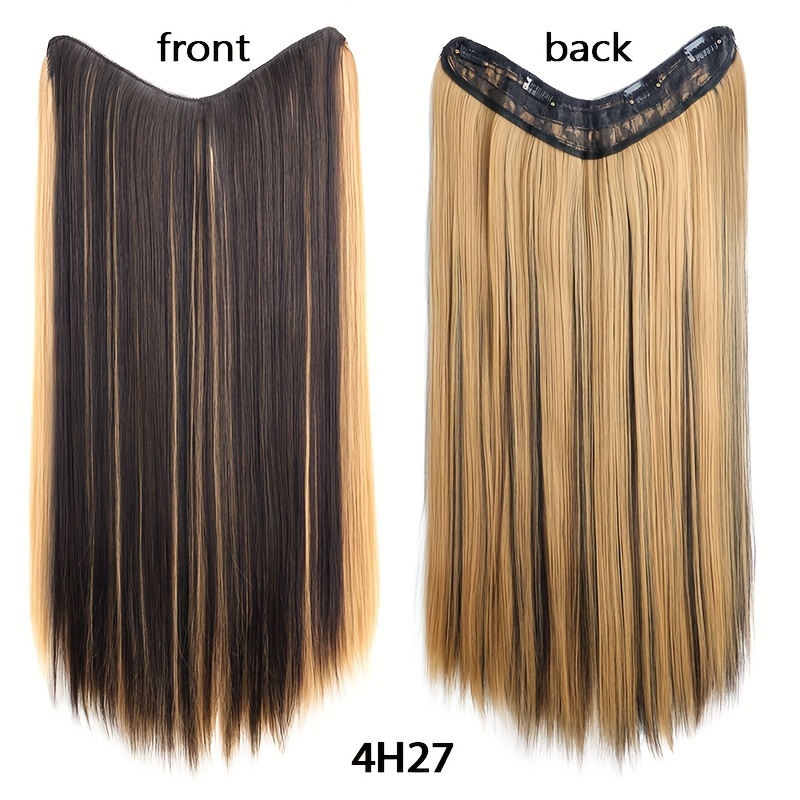 Synthetic Long Straight Brown Blonde Clip In Hair Extensions