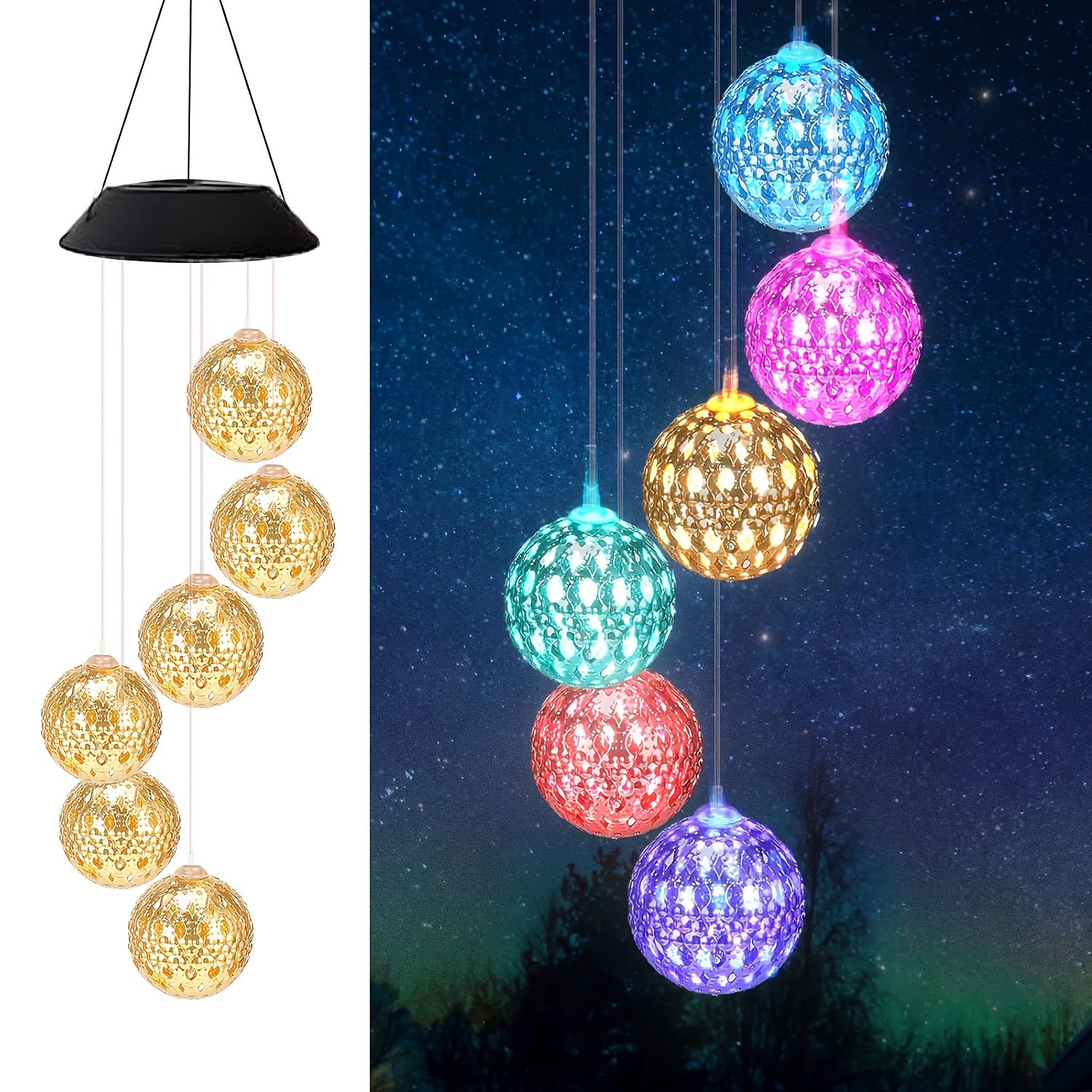 Solar Light String Color Changing Wind Chime Hanging Lamp - Temu