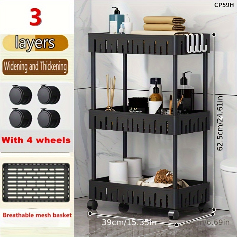 Plastic Storage Rack With Wheels 2/3/4 Layers Storage Shelf - Temu