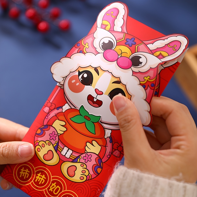 1/6pcs Folding Red Envelopes For 2023 Chinese New Year Cartoon Rabbit Red  Card Money Packets Lucky Money Gift Cash Packets - AliExpress