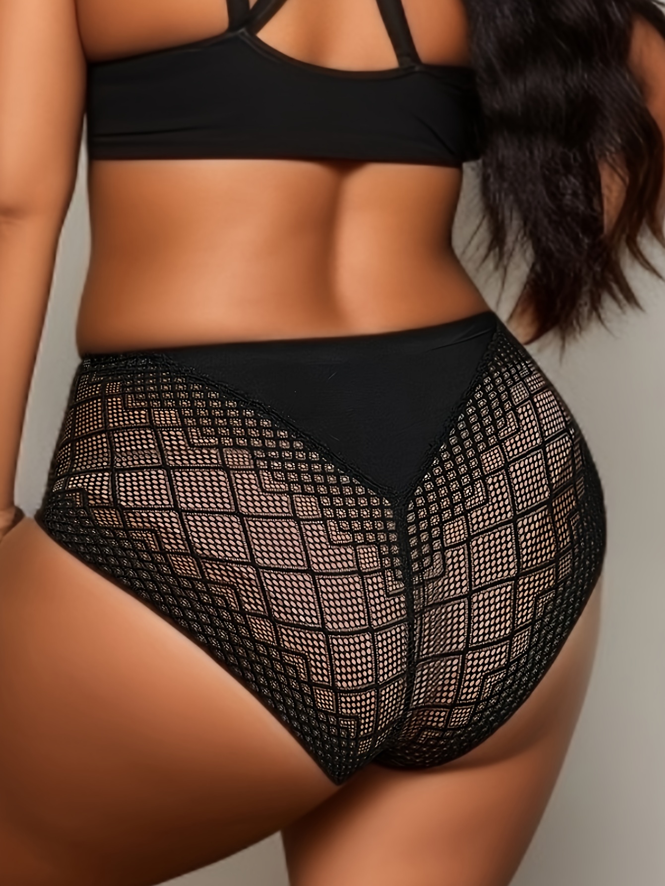 Plus Size Sexy Panty Women's Plus Geo Graphic High Waisted - Temu