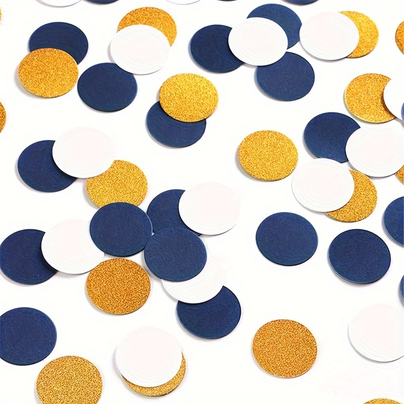 

120pcs, Navy Blue And White Golden Round Confetti Boy Birthday Decoration Props Graduation Wedding Baby Gift Table Decoration Supplies