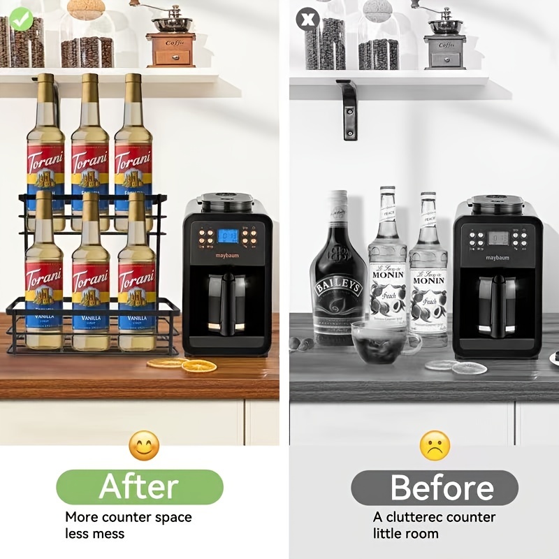 Metal Storage Rack 6 Bottle Coffee Syrup Organizer Rack - Temu