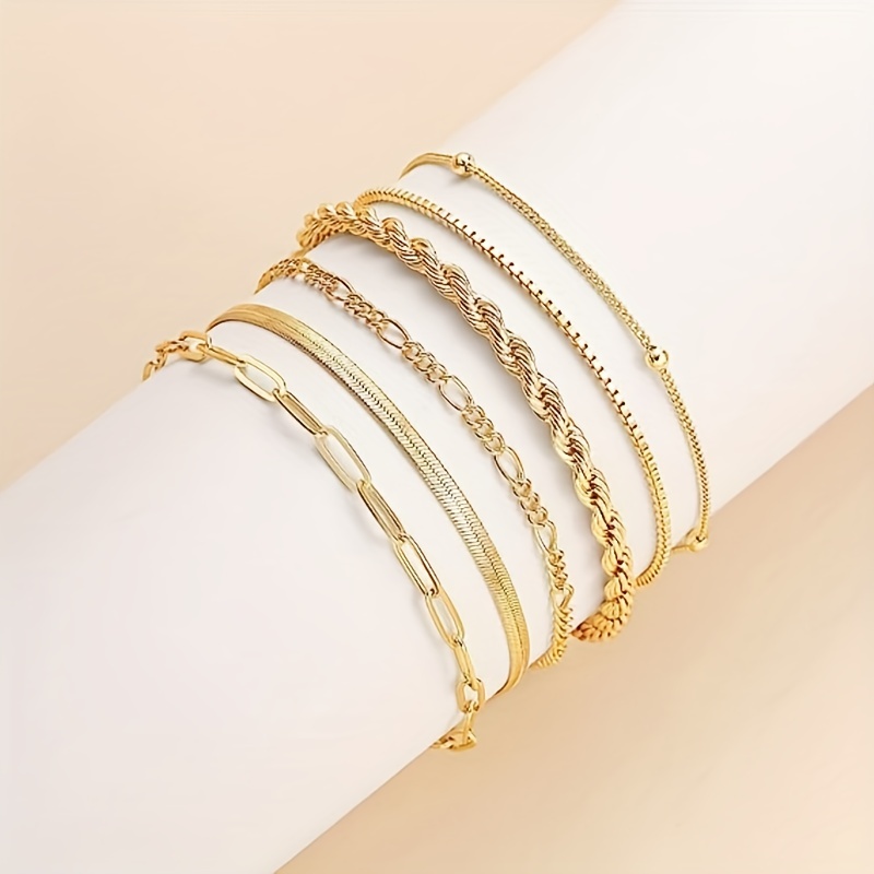 Gold Bracelet Stack for Woman / Gold Chain Bracelet / 18k Gold