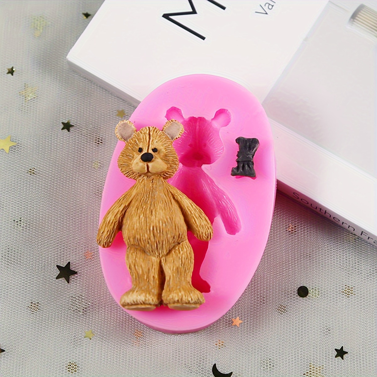 3D Teddy Bear Silicone Mold For Chocolate Ice Cube Making Molds Bow-knot  Bear Ice For