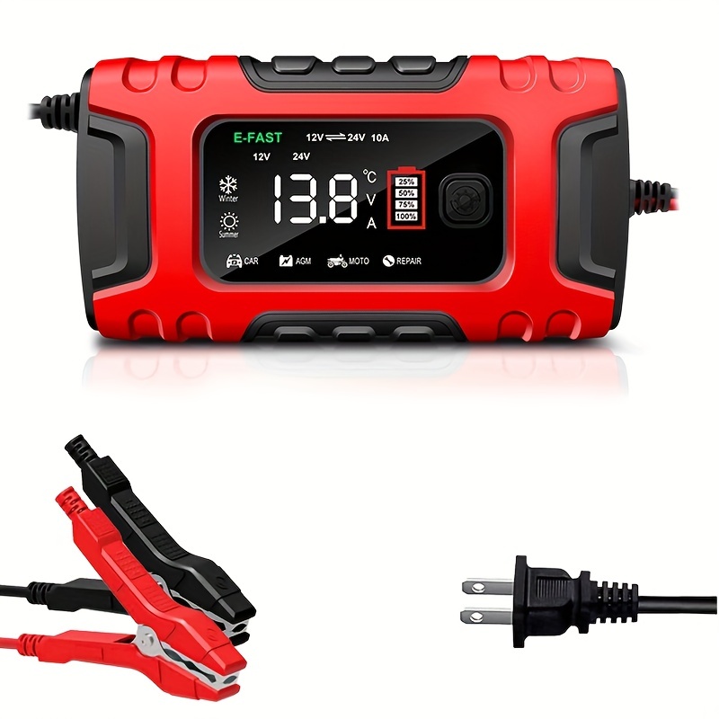  cargador de batería de coche de 12V 24V, cargador de batería  completamente automático del coche del enchufe 12V 24V de los E.E.U.U :  Automotriz