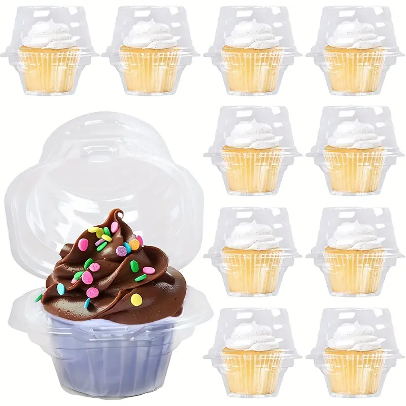 Clear Plastic Cupcake Containers With Lids - Disposable Muffin