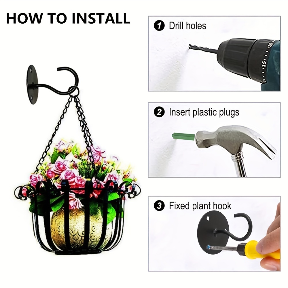 Ceiling Hooks for Hanging Plants, Outdoor Wall Mount Metal Hooks ,for  Hanging Bird Feeders Lanterns Wind Chimes Flower Plates Lamps etc Household