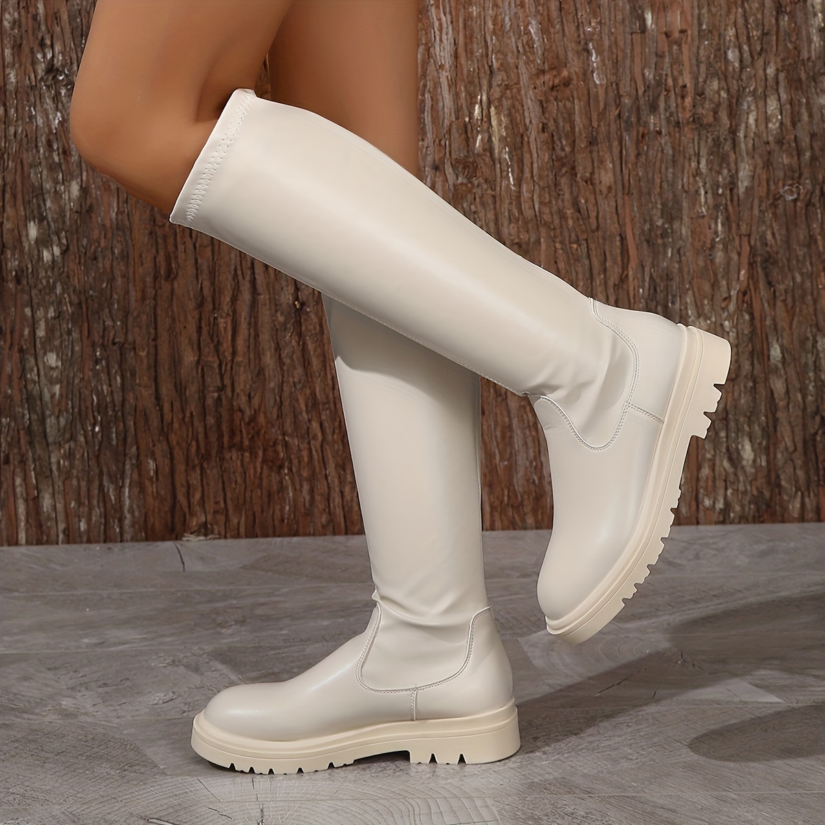 Women's Wedge Knee High Boots Comfortable Round Toe Side - Temu