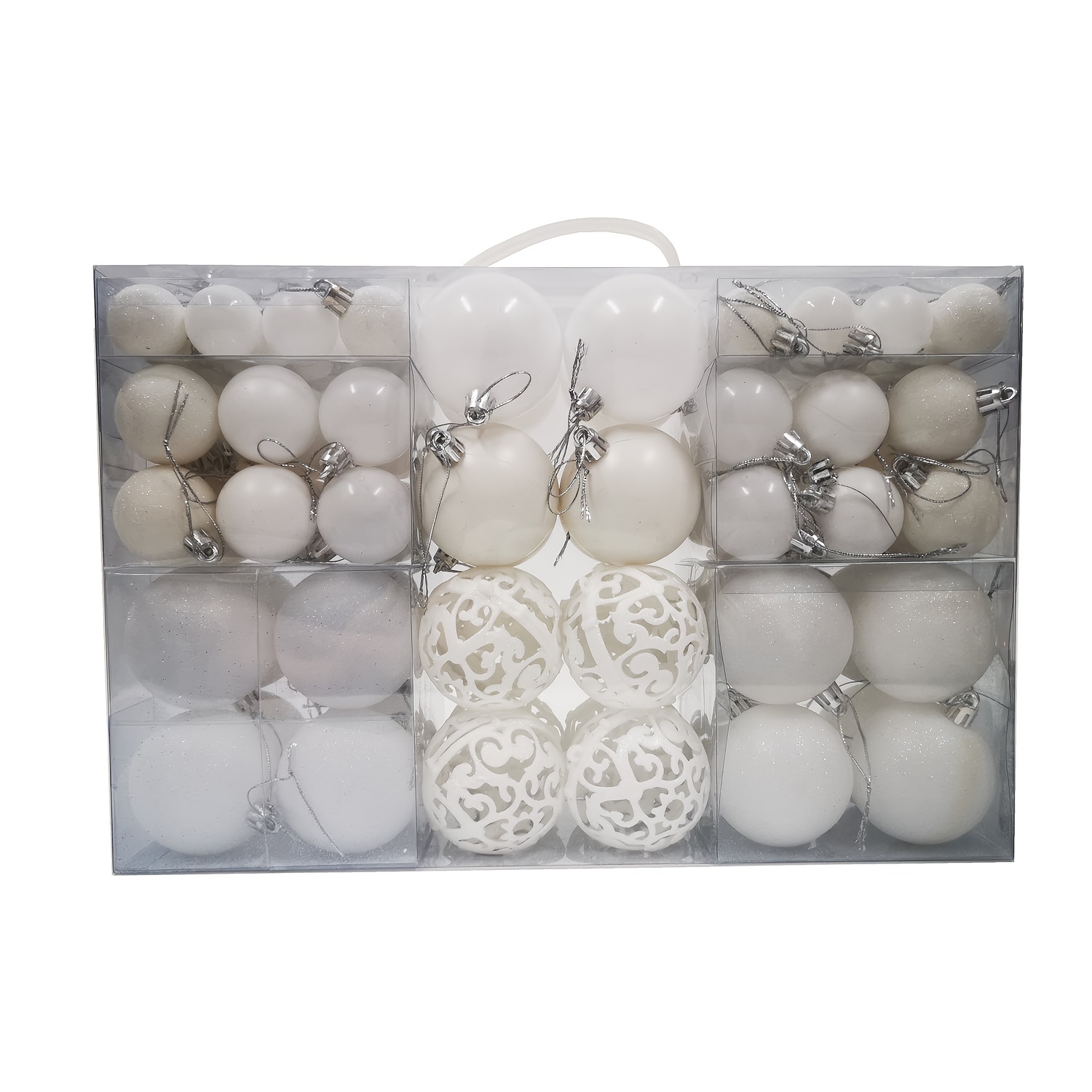 100pcs White Christmas Balls Ornaments For Xmas Christmas Tree - Shatterproof Christmas Tree Decorations Hanging Bauble For Holiday Wedding Party Decor