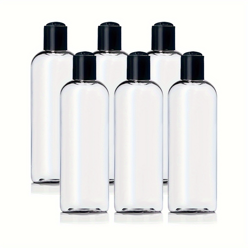 

6pcs 120ml/4oz Clear Plastic Empty Bottles With Black Disc Top Caps, Refillable Cosmetic Containers For Shampoo, Lotions, Cream And More, Pack Of 6, Bpa Free