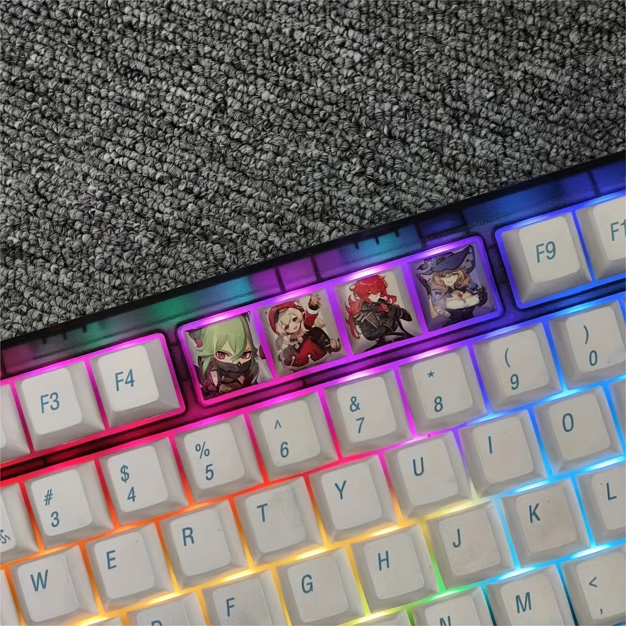IOAOI Kawaii Keycaps,PBT Keycaps Set OEM Profile Anime Keycaps with Key  Fetcher for Cherry MX Switches /GK61/ GK64/ RK61/ Anne/ GH60 / ALT61  Mechanical Keyboards (Coral Sea) - Only Keycaps 