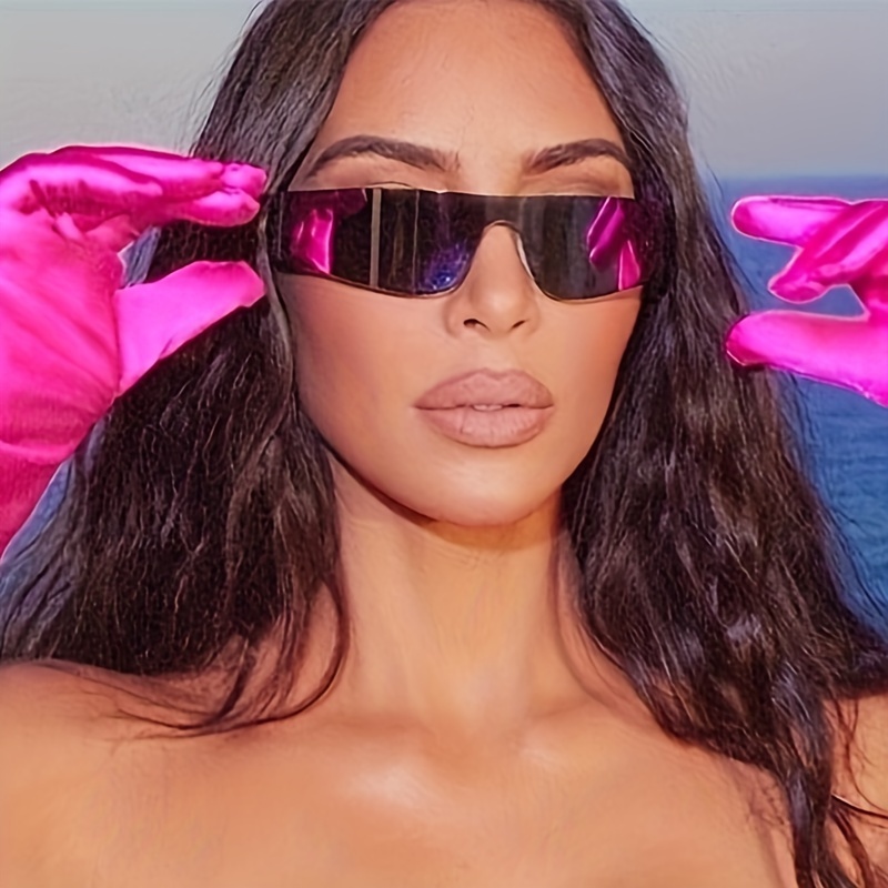 Oversized Wrap Around Sunglasses for Women Men Y2K Jelly Color Fashion Mirrored Sun Shades Shield Goggles,Temu