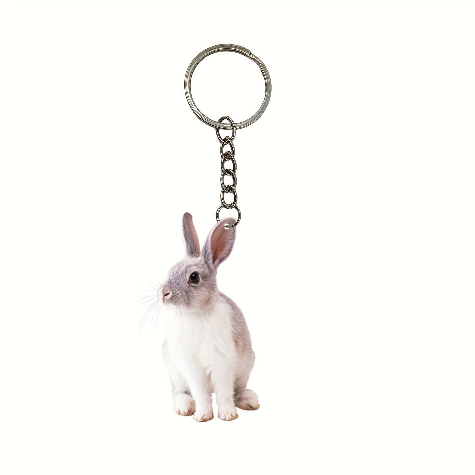 2d Rabbit Pattern Keychain Cute Animal Acrylic Key Chain - Temu