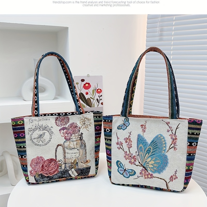 Vintage Designer Large Tote Embroidery Handbag and Purse for Women