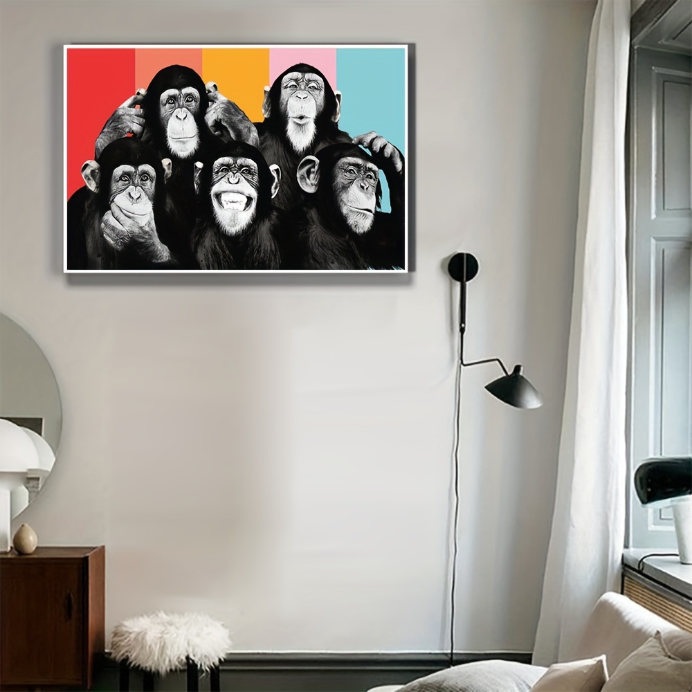 Canvas Painting, Tribute To Art Banksy Monkey Street Graffiti Canvas Print  Wall Art, Follow Your Dreams Animal Canvas Art, For Living Room Office Wall  Decor Home Decoration Framed Ready To Hang Bedroom