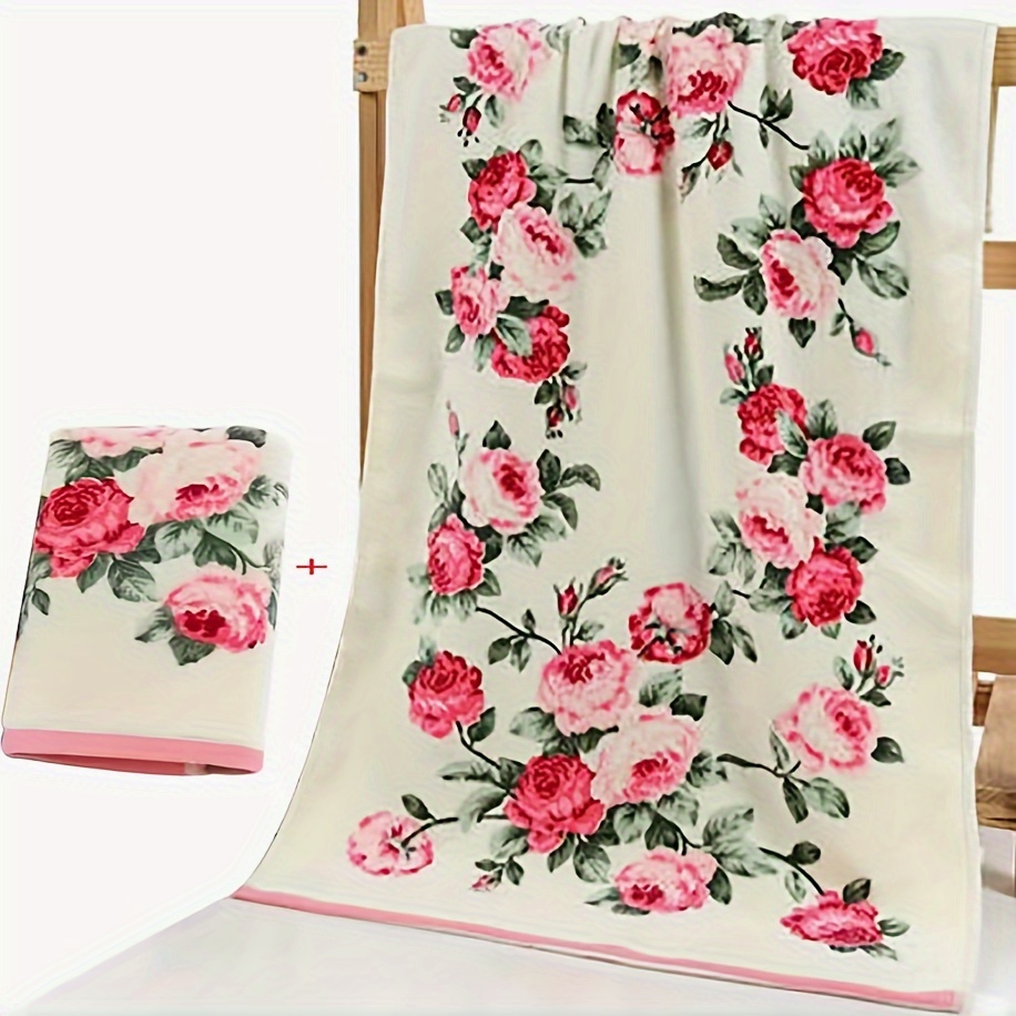 Flower Pattern Towel Set Soft Hand Towel Bath - Temu