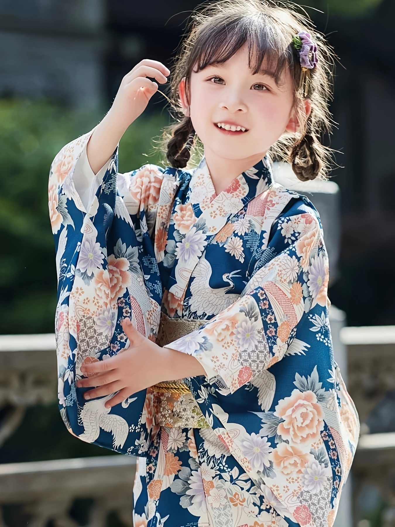 Conjunto De Kimono Japonés + Corsé Con Estampado De Sakura Dulce