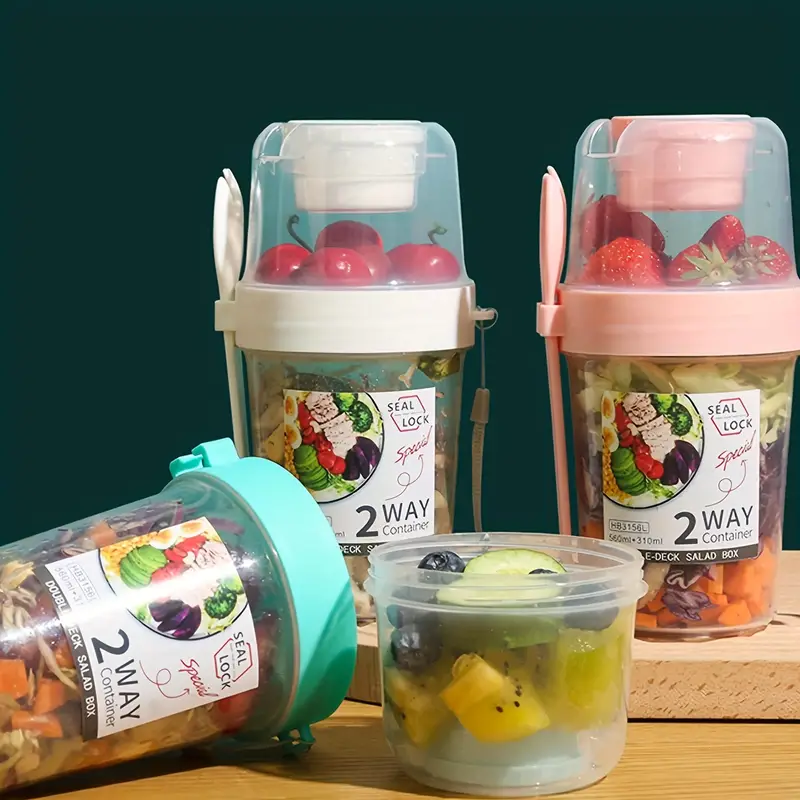 Keep Fit Salad Meal Shaker Cup, Salad Container For Lunch, Portable Fruit  And Vegetable Salad Cups, Food Container With Fork And Salad Dressing  Holder, Kitchen Accessories, Travel Accessories - Temu