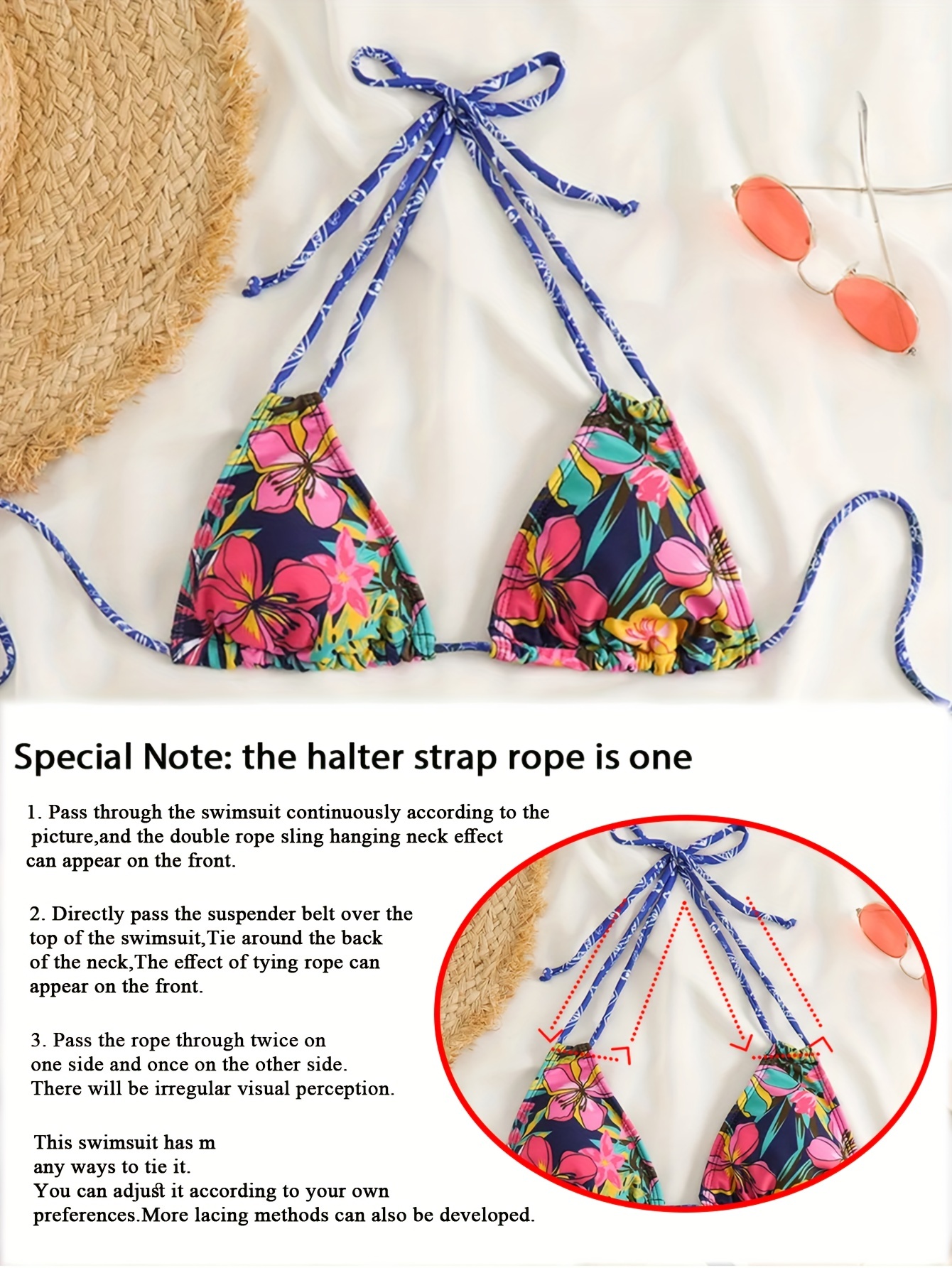 Chain Ring Link Triangle Halter Bikini V Neck Tie Back Neck - Temu Malaysia