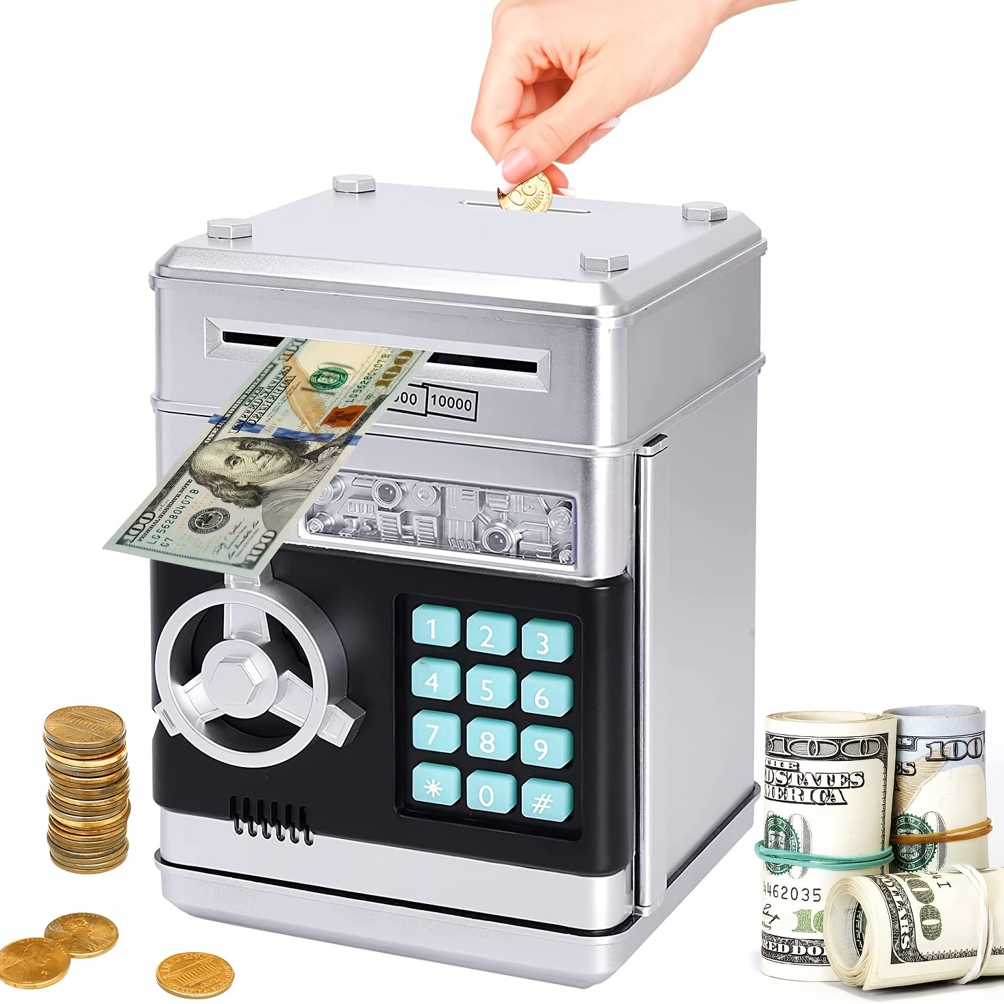 Cassaforte elettronica di grande capacità Salvadanaio Mini Atm Money Saving  Box per soldi veri Bambini Regalo di compleanno