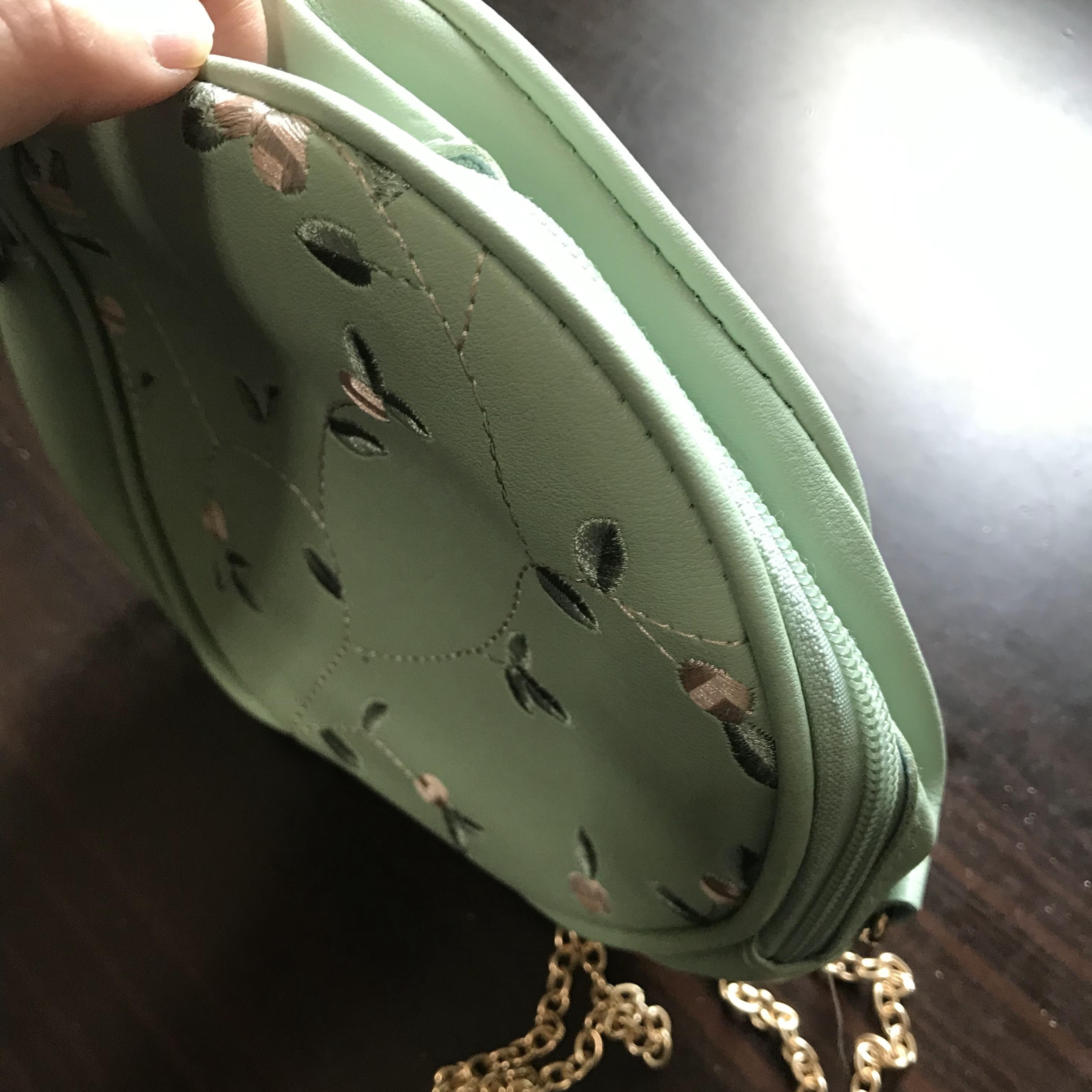 Sage Green Faux Leather Crossbody Handbag