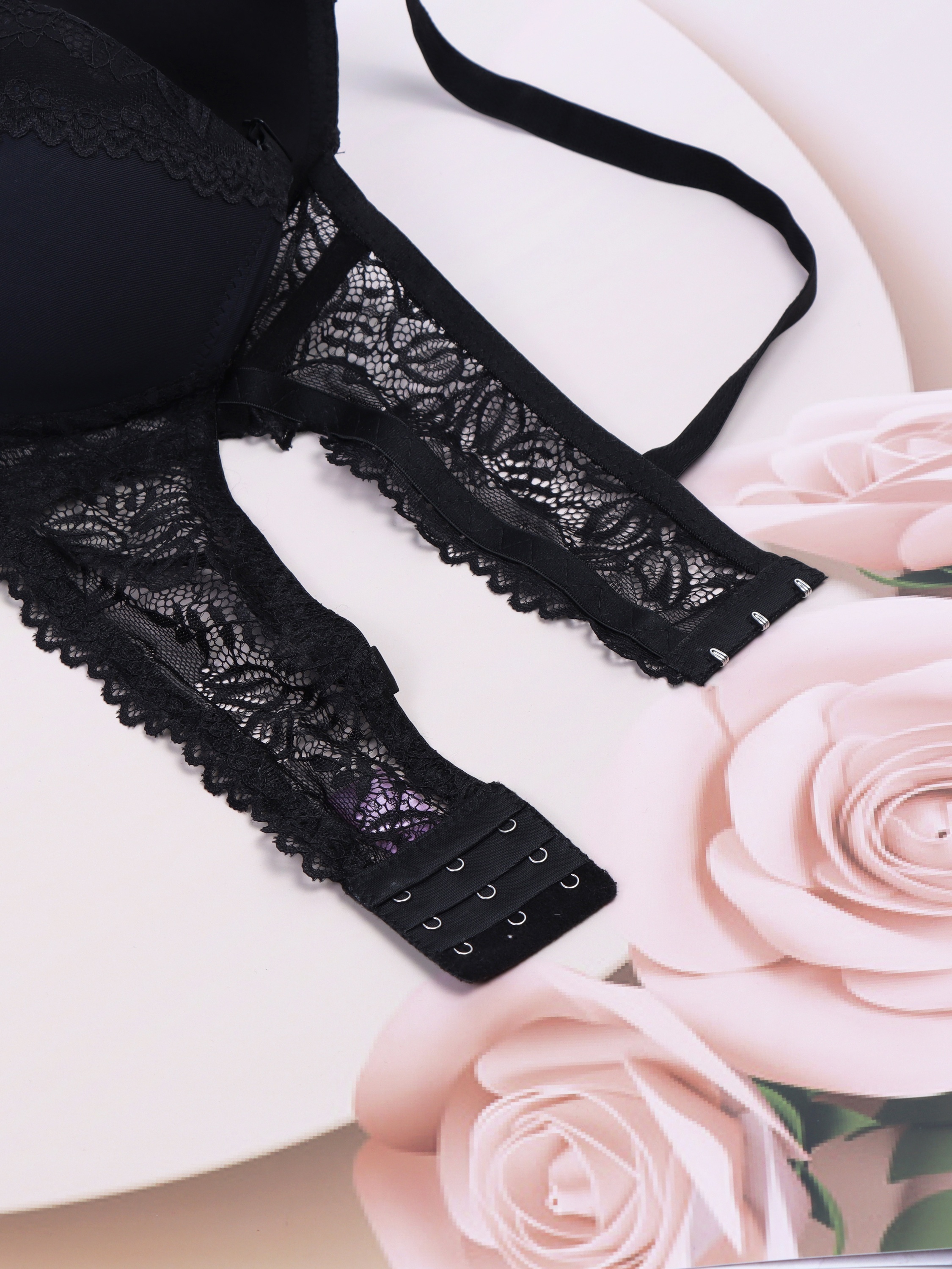 Contrast Lace Push Bra Comfy Breathable Full Coverage - Temu