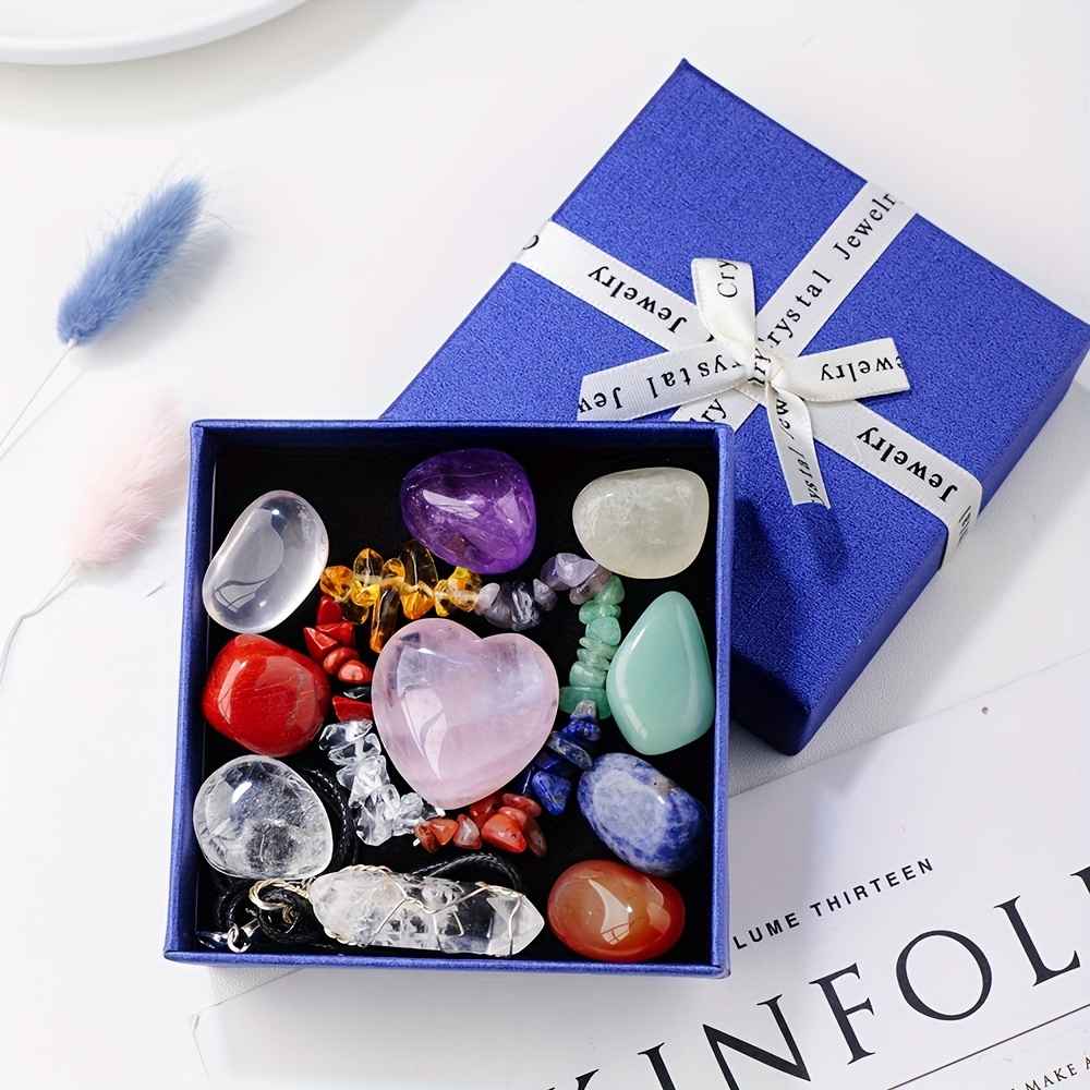 Irregular Heart Natural Crystal Stone Pendants Set