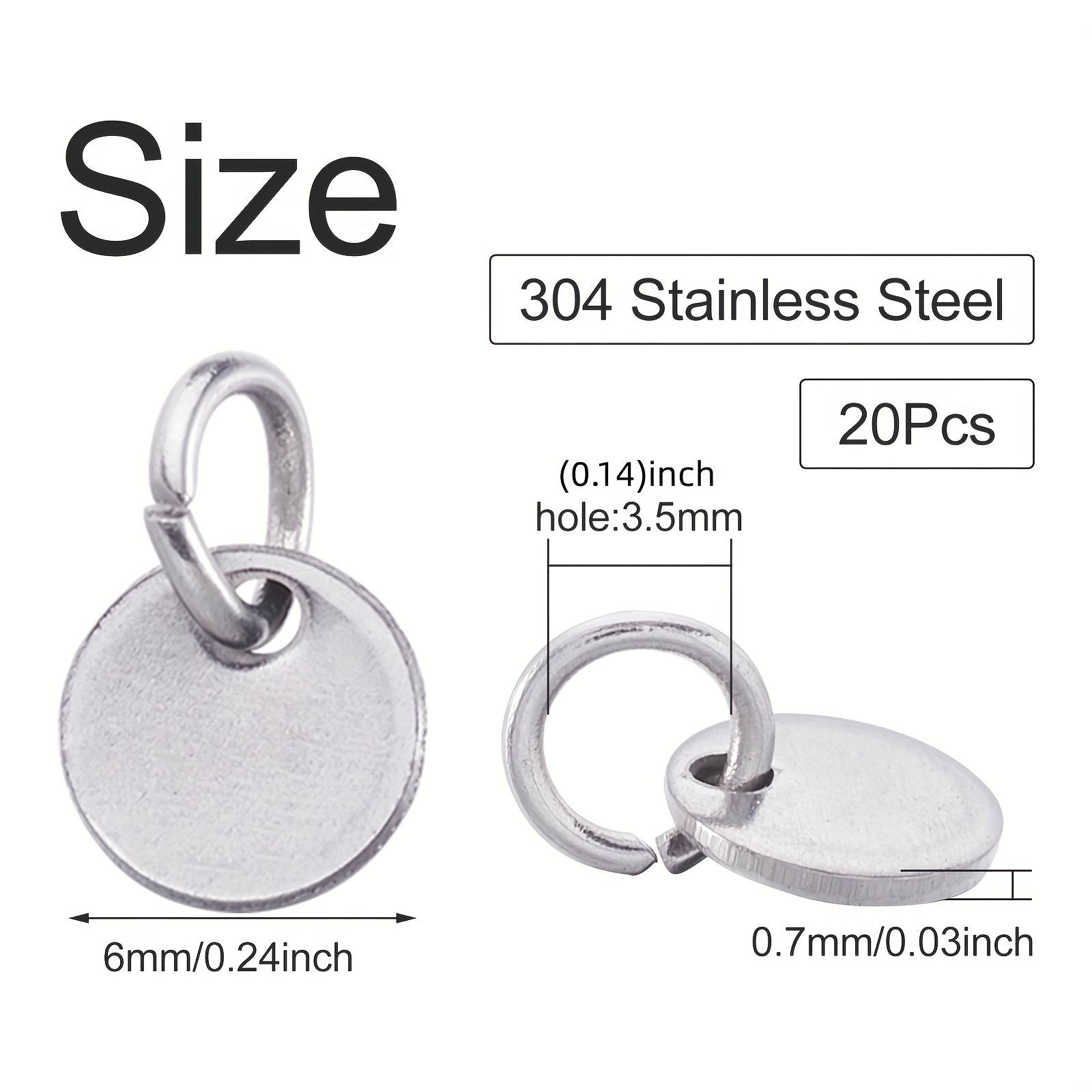 Stainless Steel Charms Stamping Blank Tag With Jump Rings - Temu