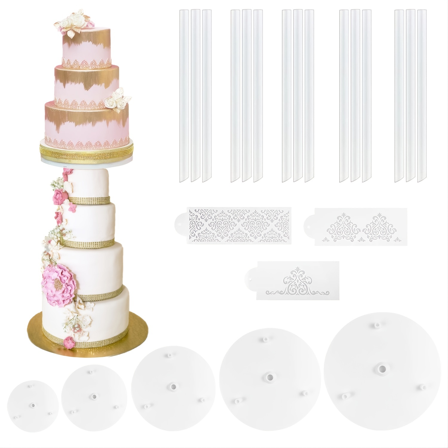 EAYY Wedding Cake Stencil Cake Decorating Templates, Wedding Cake  Decorative Flower Edge Molding Baking Tool, DIY Pastry Wheat Spike  Bakeware(E) | Walmart Canada