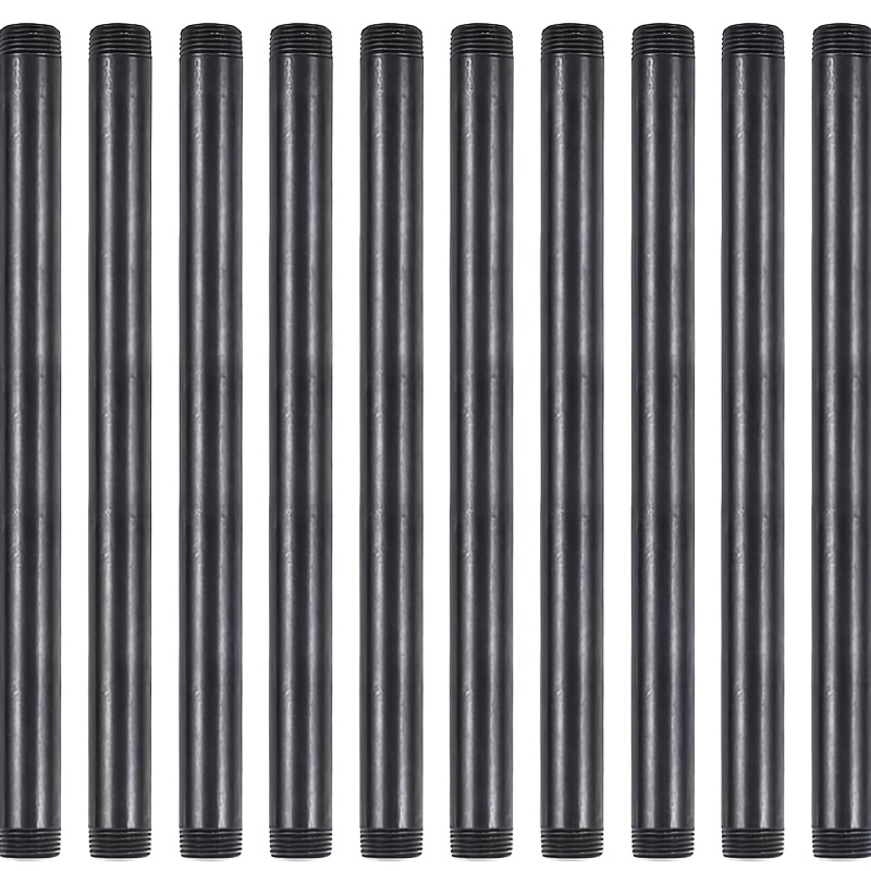 10 Stück Schwarzes Rohr, 1/2 Zoll X 30,48 Cm  Kunststoff-Stahlrohr-Fitting-Zubehör, DIY Steam Punk Industrial Retro-Stil