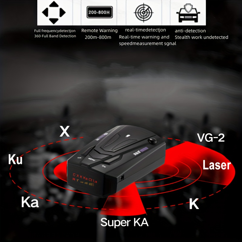 high speed radar detector 360 automatic detection voice prompts led display and city highway mode drive safely details 2